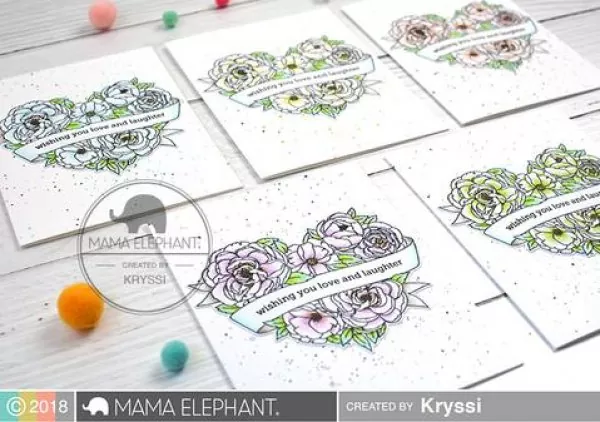 3heart in bloom clear stamps Mama Elephant 3