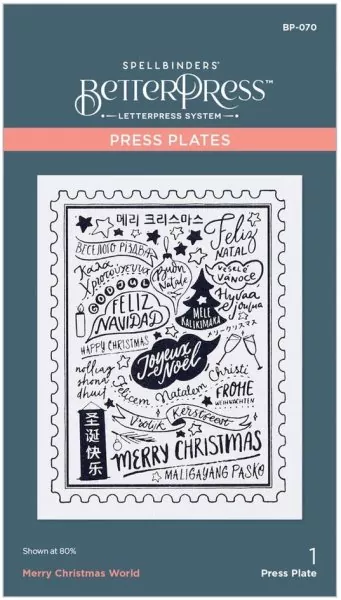 Spellbinders Merry Christmas World Press Plate