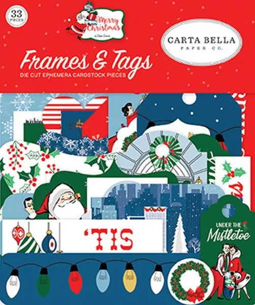Merry Christmas Frames & Tags Die Cut Embellishment Carta Bella