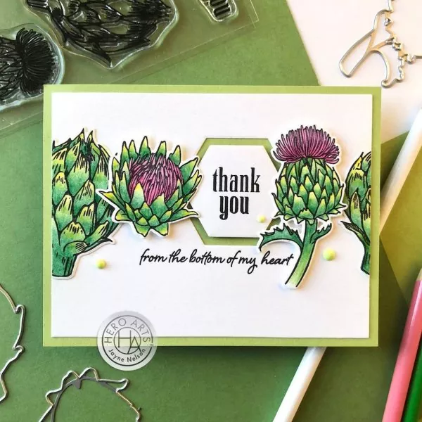 Artichoke Blooms Clear Stamps + Die Bundle hero arts 2