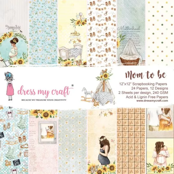 Dress My Craft Mom To Be 12"x12" inch paper pad