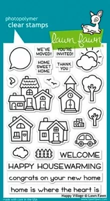 LF1591 HappyVillage lawn fawn clear stamps
