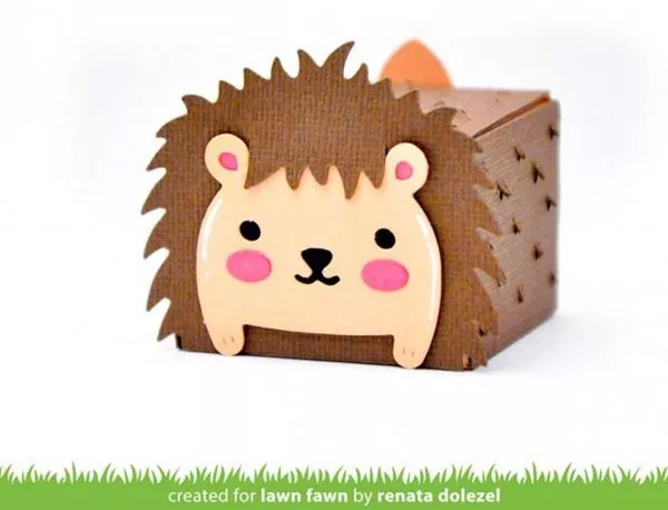 LF2439 Tiny Gift Box Hedgehog Add On Stanzen Lawn Cuts Lawn Fawn 1