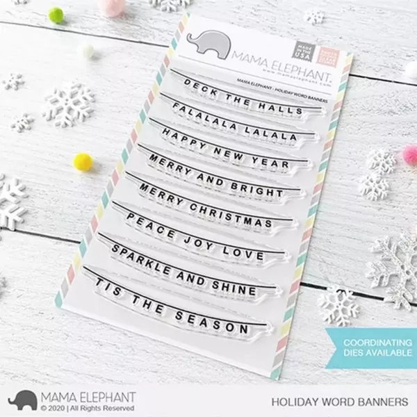 Holiday Word Banners Mama Elephant Stamp & Die Bundle
