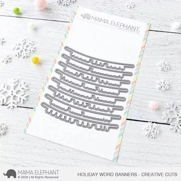 Holiday Word Banners Mama Elephant Stamp & Die Bundle 1