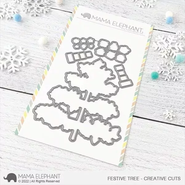 Festive Tree Mama Elephant Stamp & Die Bundle 1