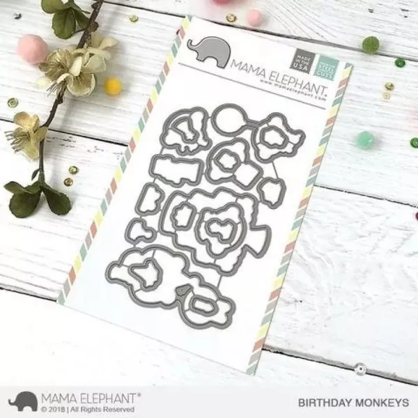 Birthday Monkeys Mama Elephant Stamp & Die Bundle 1
