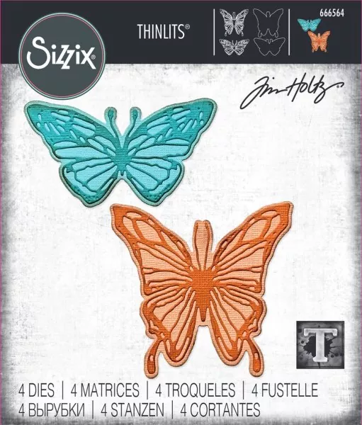Vault Scribbly Butterfly Tim Holtz Thinlits Colorize Dies Sizzix