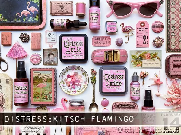 tim holtz ranger distress oxide re-inker Kitsch Flamingo 2