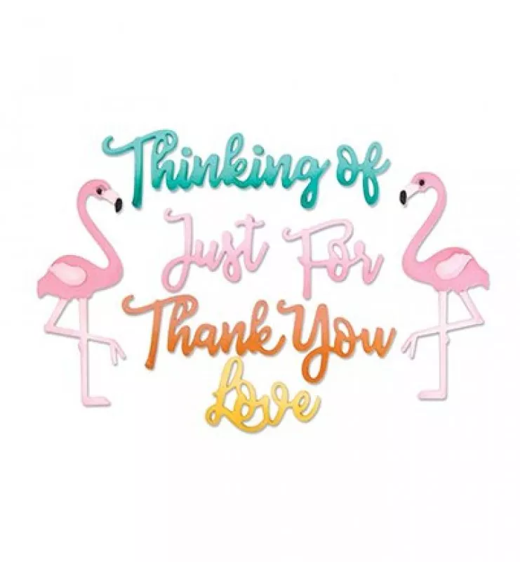 662724 sizzix thinlits dies phrases thank you and flamingo