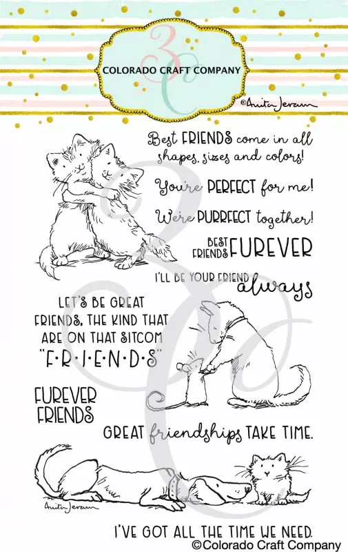 Furever Friends Clear Stamps Colorado Craft Company by Anita Jeram