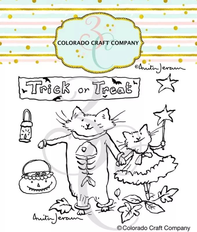 Trick or Treating Cats Clear Stamps Colorado Craft Company by Anita Jeram