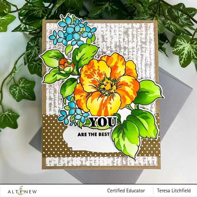 Build-A-Garden: Rosa Gallica Bundle Clear Stamps + Stencils + Brush Altenew 4