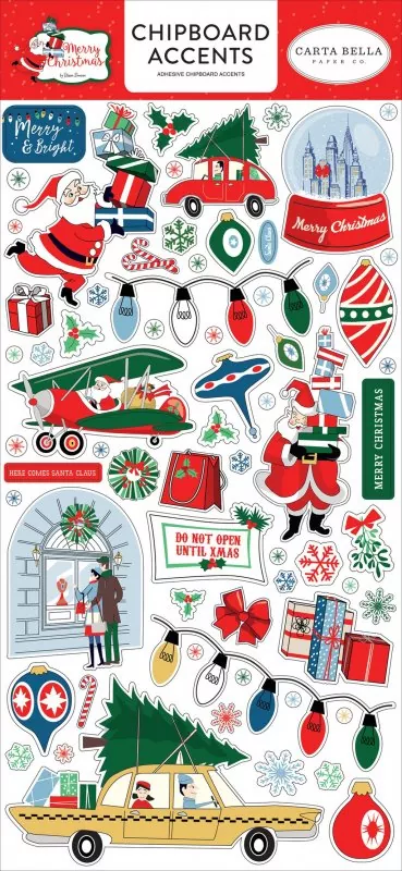Merry Christmas Chipboard Accents Embellishment Carta Bella