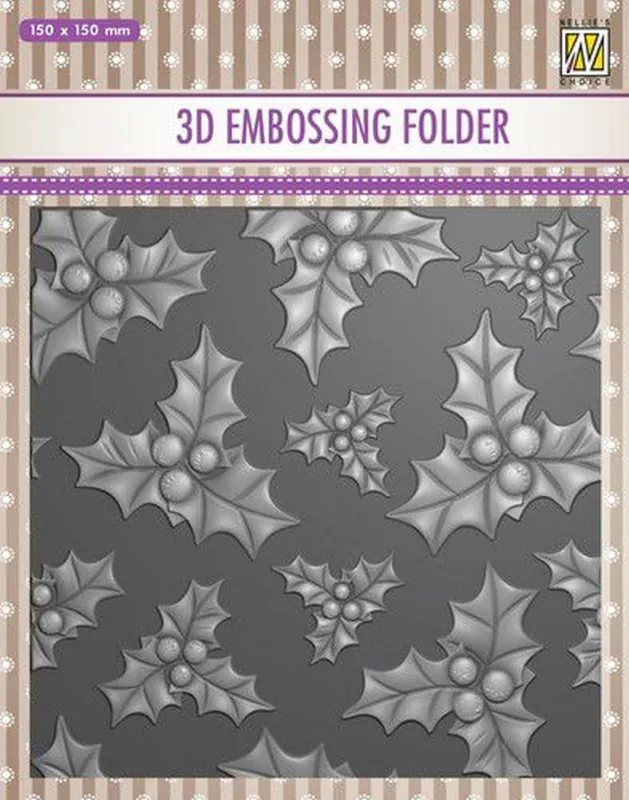 Holly Leaves & Berries 3D Embossing Folder von Nellie Snellen