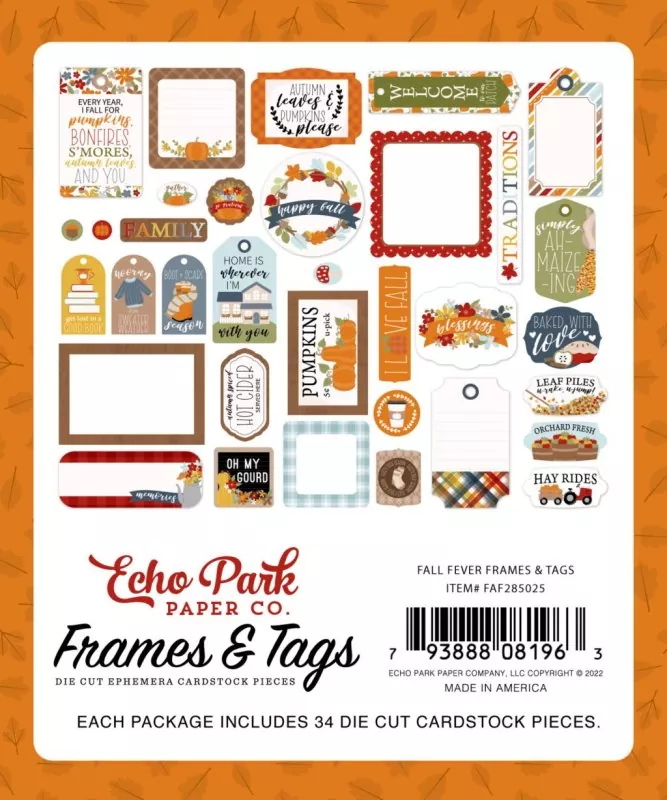 Fall Fever Frames & Tags Die Cut Embellishment Echo Park Paper Co 2