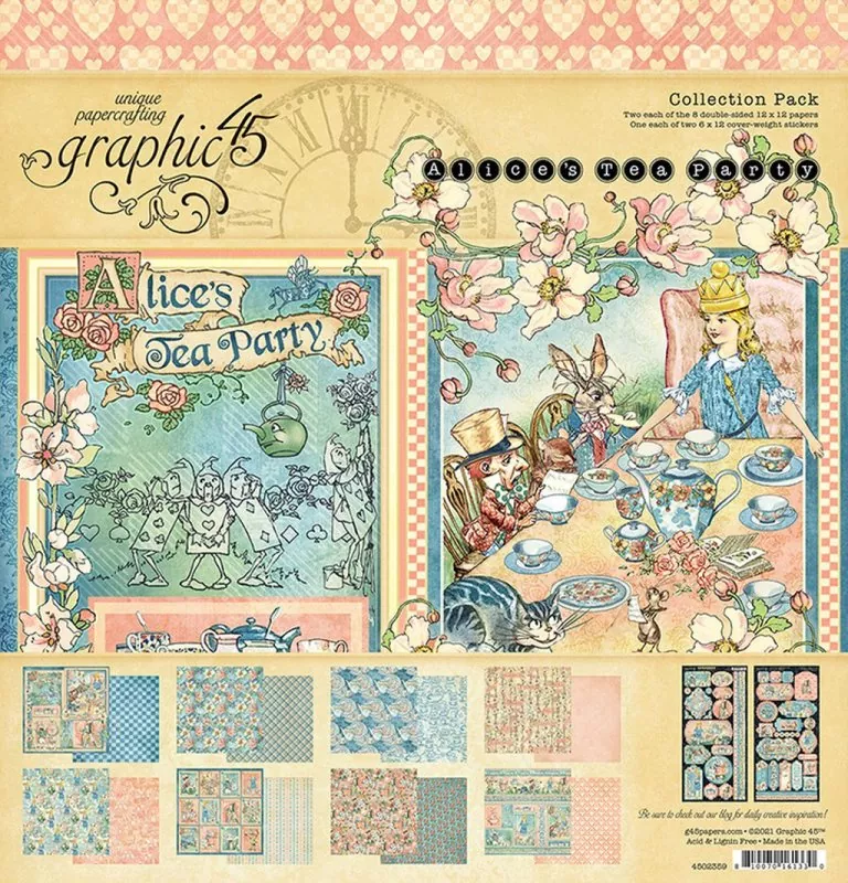 graphic 45 Alice's Tea Party 12x12 inch collection pack