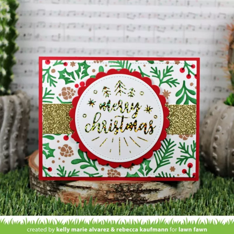 Lawn Fawn Foiled Sentiments: Merry Christmas Hot Foil Plate 1