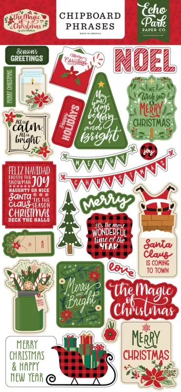 The Magic of Christmas Chipboard Phrases Embellishment Echo Park Paper Co