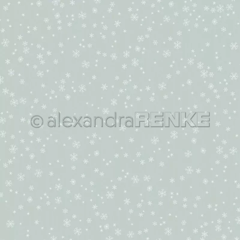 Feines Schneeflocken-Gewimmel auf Jaspisgrün Alexandra Renke Scrapbookingpapier