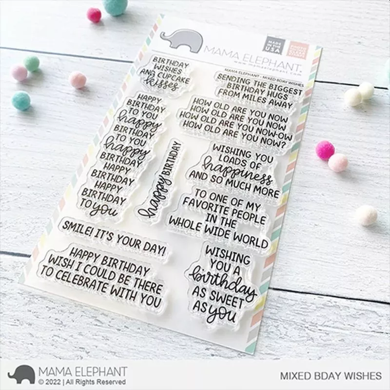 Mixed BDay Wishes Clear Stamps Stempel Mama Elephant