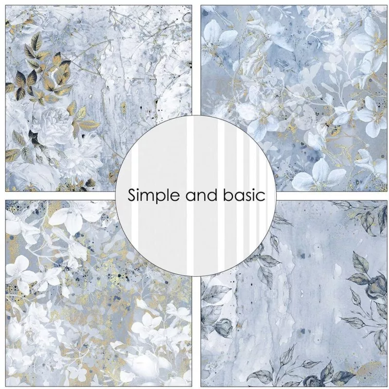 Simple and Basic Roses are ...frozen blue and gold 12x12 inch Paper Pack 2
