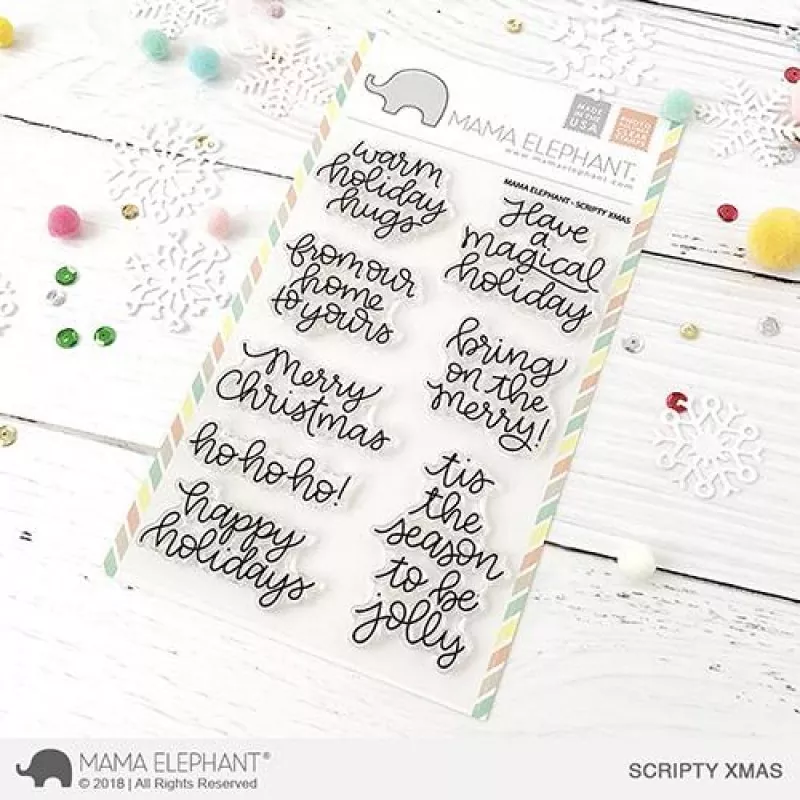 SCRIPTY XMAS 500 clear stamps mama elephant