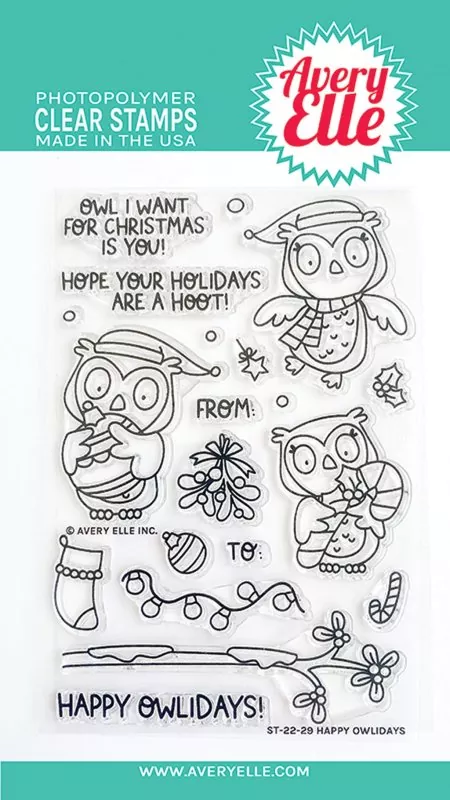 Happy Owlidays avery elle clear stamps