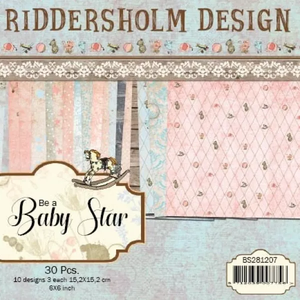 bs281207 riddersholm design 6x6 paper pack be a baby star