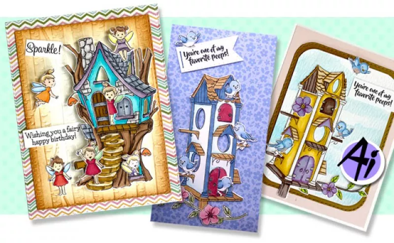 5346 Birdhouse Cubbies Set Art Impressions Clear Stamps 2