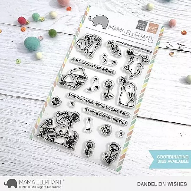 dandelion wishes clear stamps mama elephant stempel