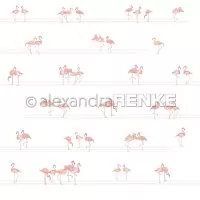 Flamingos auf Linien - Alexandra Renke - Designpapier - 12"x12"