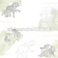 Elefanten auf Aquarell - Alexandra Renke - Designpapier -12"x12"