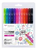 Tombow® Twintone Dual-Tip Markers - Brights - 12er Set