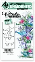 WC Foundations Watering Cans - Watercolor Clear Stamps - Art Impressions