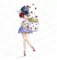 Curvy Girl With a Jar of Hearts - Rubber Stamps - Stamping Bella