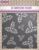 3-D Embossing Folder - Holly Leaves & Berries - Nellie Snellen