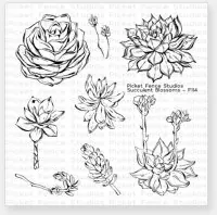 Succulent Blossoms - Clear Stamps - Picket Fence Studios