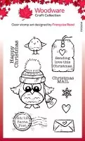 Owl Christmas Mail Clear Stamps Woodware Craft Collection