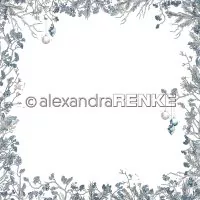 Florale Weihnachten Beerenzweige Rahmen Blau - Alexandra Renke - Designpapier -12"x12"