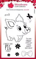 Fuzzy Friends - Pablo The Pig - Clear Stamps - Woodware Craft Collection