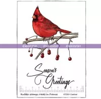 Cardinal Season's Greetings - Rubber Stamps - Katzelkraft