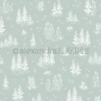 Schneebedeckter Tannenwald auf Jaspisgrün - Alexandra Renke - Designpapier - 12"x12"