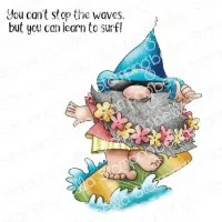 Gnome Riding the Waves - Rubber Stamps - Stamping Bella